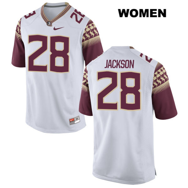 Women's NCAA Nike Florida State Seminoles #28 Malique Jackson College White Stitched Authentic Football Jersey ZNG0069YX